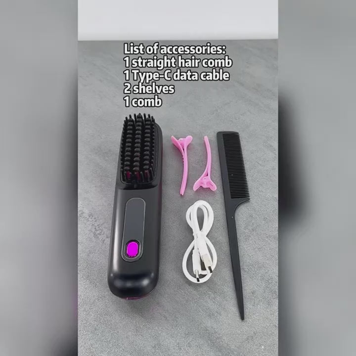Lisseur à cheveux sans fil – Chauffe rapide, rechargeable par Type-C, anti-brûlure, léger